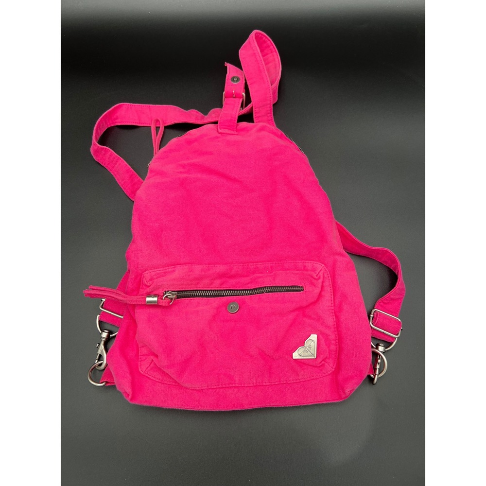 Roxy Hot Pink Canvas Mini Backpack Y2K Surf Style Small Travel Bag